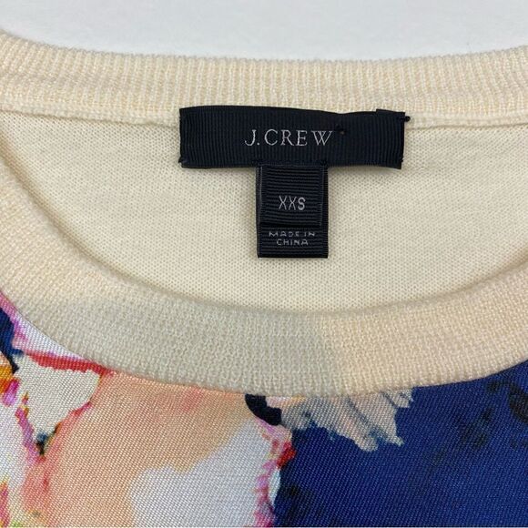 J. Crew Sweater Cove Floral Merino Wool Silk XXS Spring - Picture 4 of 6
